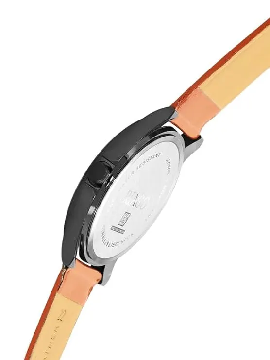 RIAGO Brown Strap with Black Dial Wrist Watch for Men