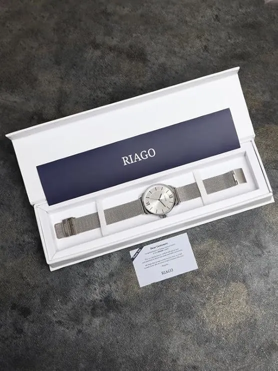 RIAGO Silver Strap with Silver Dial for -Men