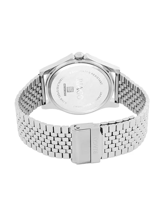 RIAGO Men’s Analog Watch with Blue Sunray Dial | Silver Metal Strap, PC21 Quartz Movement, Mineral Glass, 30 m Water Resistant – Everyday Casual Watch for Men