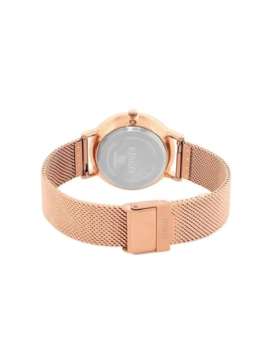 Riago Analogue Golden Strap with Black Dial Watches for Women