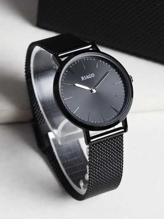 Riago Analogue Black Strap with Black Dial Wrist Watches for Women