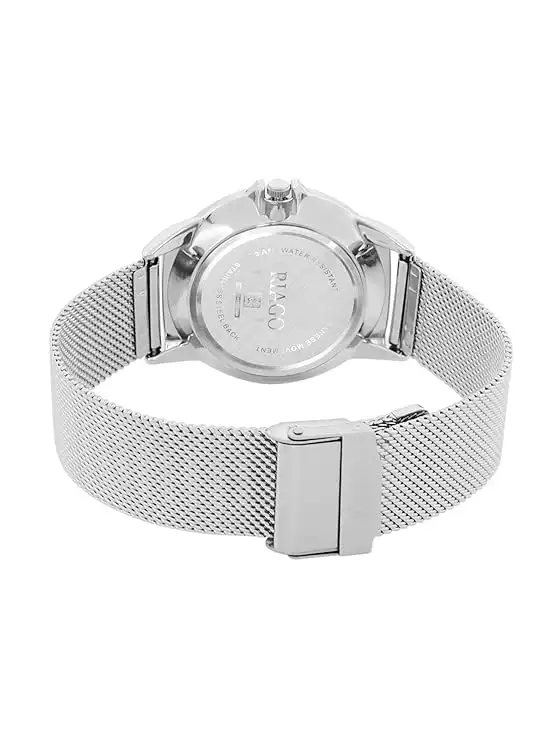 RIAGO Men’s Analog Watch with Blue Sunray Dial | Silver Mesh Strap, PC21 Quartz Movement, Mineral Glass, 30 m Water Resistant – Classic Dress Watch for Men