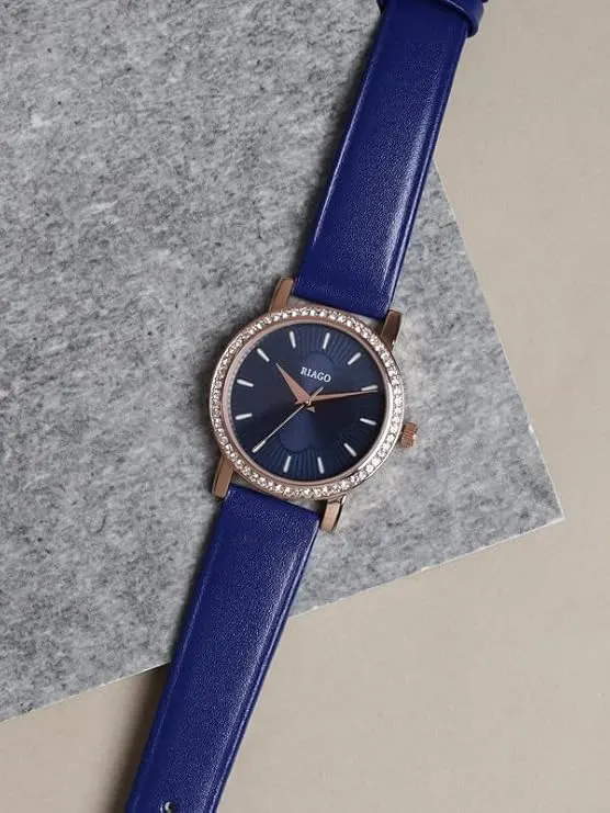 Riago Analogue Blue Strap with Blue Dial Wrist Watches for Women