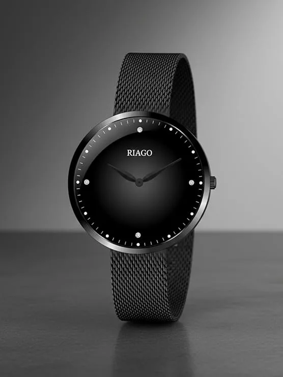 RIAGO Women’s Analog Watch | Black Gradient Dial with Black Mesh Strap | PC21 Quartz Movement, Mineral Glass, 30 m Water Resistant Fashion Watch for Women
